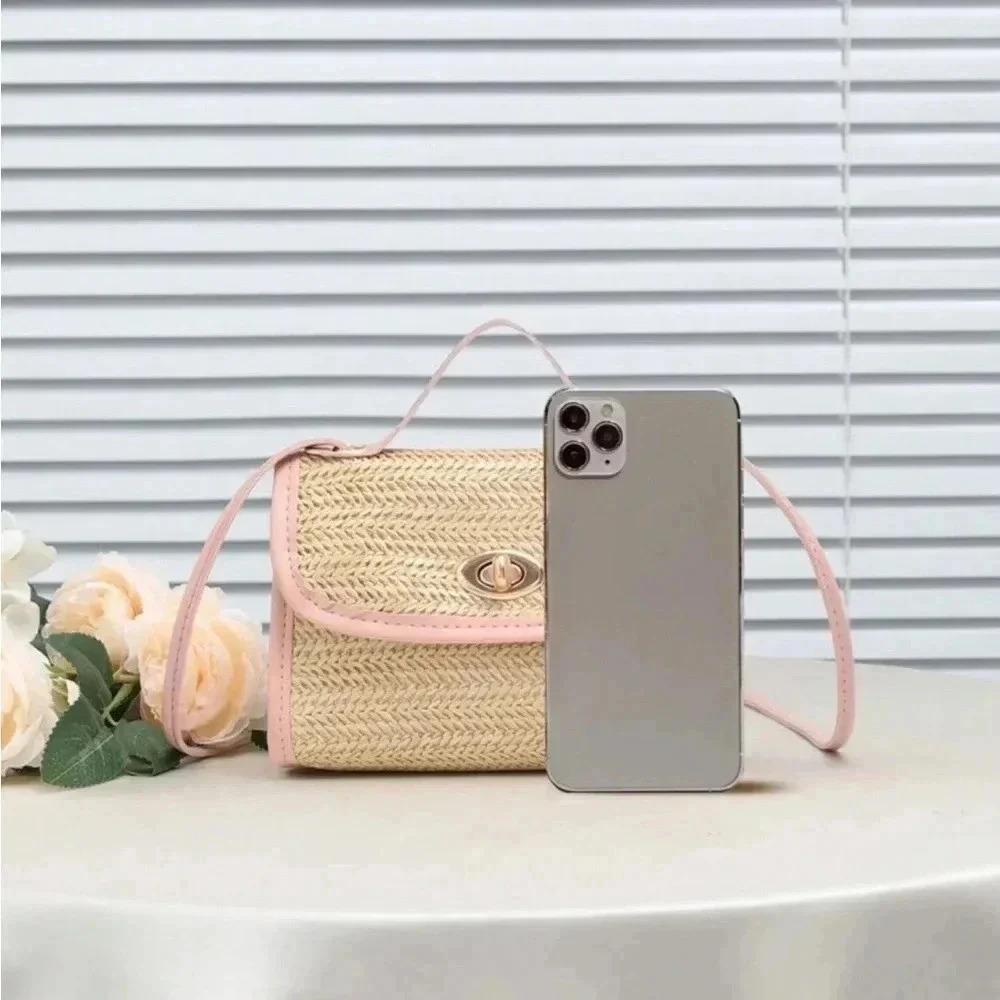 ⚠️Clearance Woven Mini Crossbody Bag Pink Apricot - Picture 4 of 5